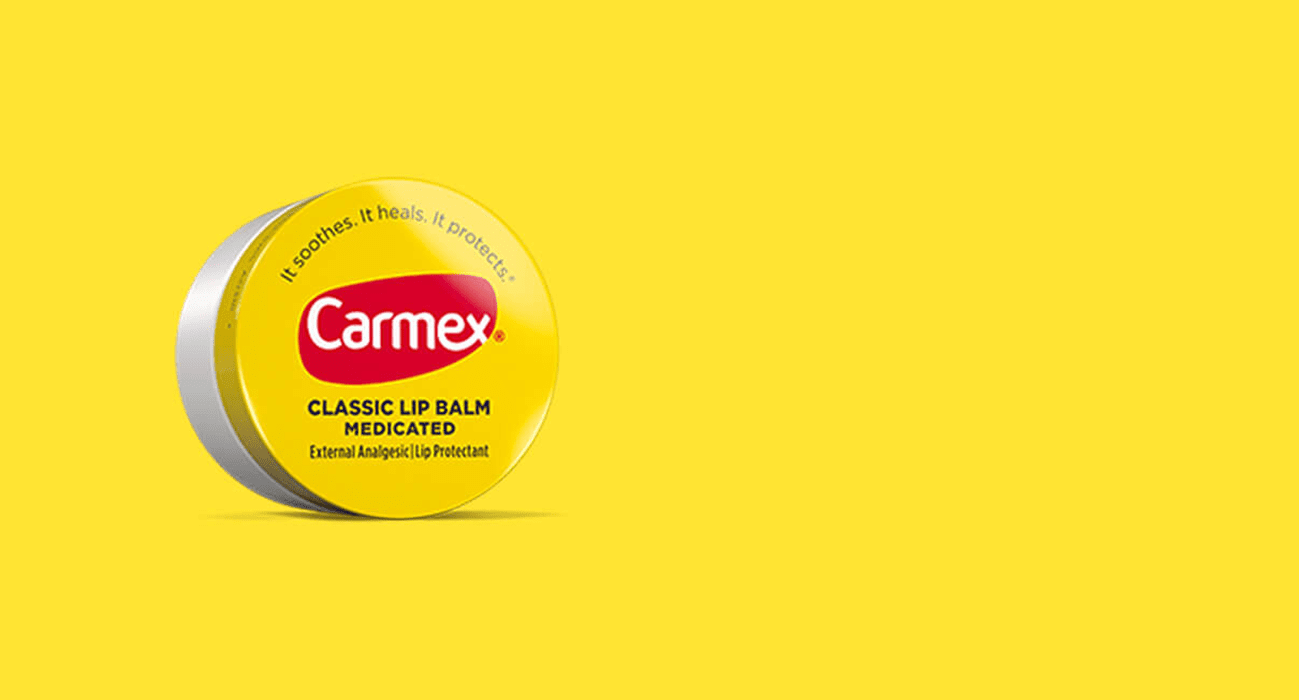 A yellow Carmex ad.